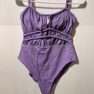 Becca Plunge‎ One Piece Swimsuit Cut Out Purple Color Code Sarai size Large